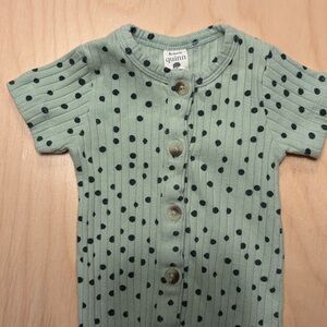 Kate Quinn Green Polka Dot Kids One Piece / 0-3 mo